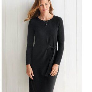 NWT Talbots Side Tie Shimmer Black Shift Sweater Dress, Medium